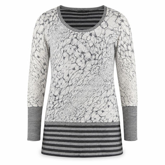 Mini Velvet Womens Grey Scoop Neck Striped Linen Pullover Jumper Size 8