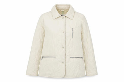 City Look Womens Ivory Quilted Coat Size 12 Button