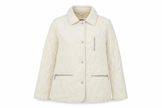 City Look Womens Ivory Quilted Coat Size 12 Button