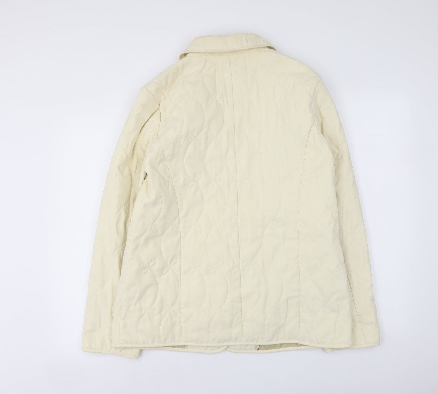 City Look Womens Ivory Quilted Coat Size 12 Button