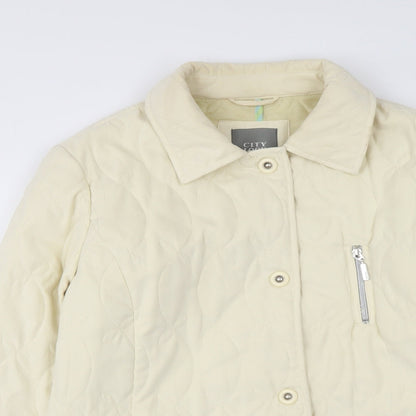 City Look Womens Ivory Quilted Coat Size 12 Button
