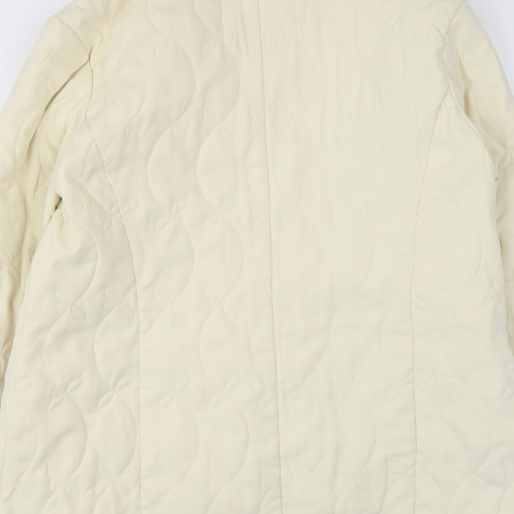 City Look Womens Ivory Quilted Coat Size 12 Button