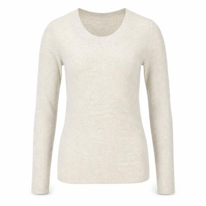 H&M Womens Beige Acrylic Basic Blouse Size XS Scoop Neck