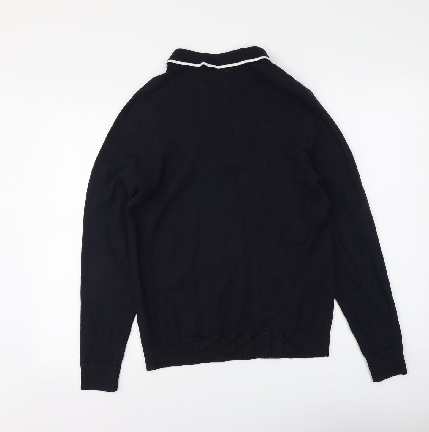 Easy Mens Blue Collared Acrylic Pullover Jumper Size S