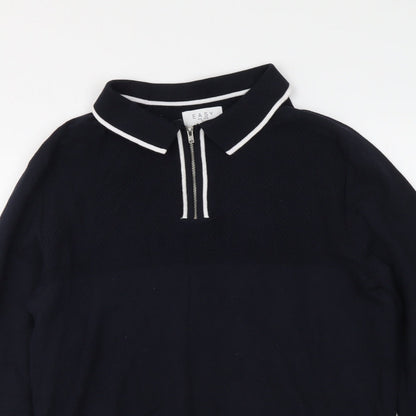 Easy Mens Blue Collared Acrylic Pullover Jumper Size S