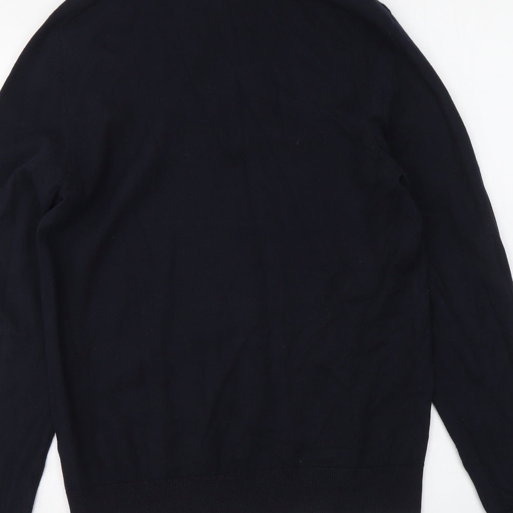 Easy Mens Blue Collared Acrylic Pullover Jumper Size S