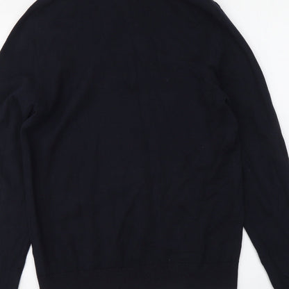 Easy Mens Blue Collared Acrylic Pullover Jumper Size S