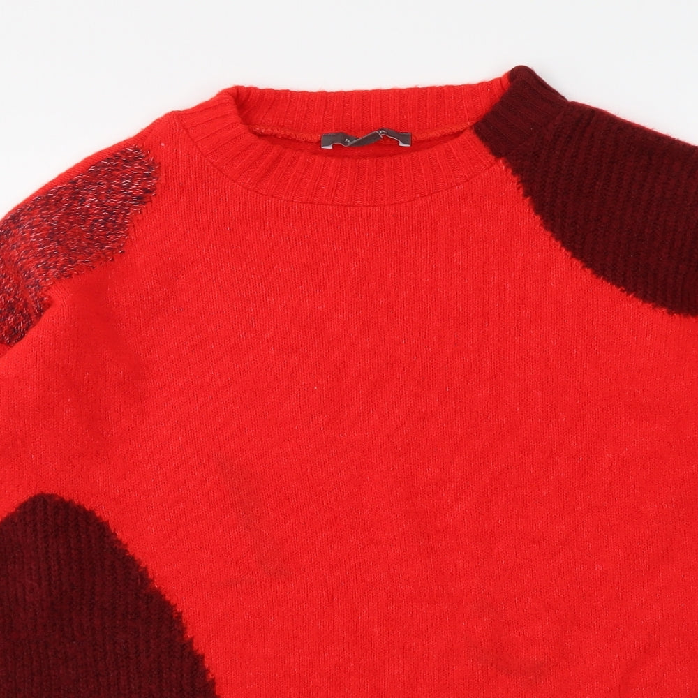 Primark Womens Red Mock Neck Acrylic Pullover Jumper Size XS