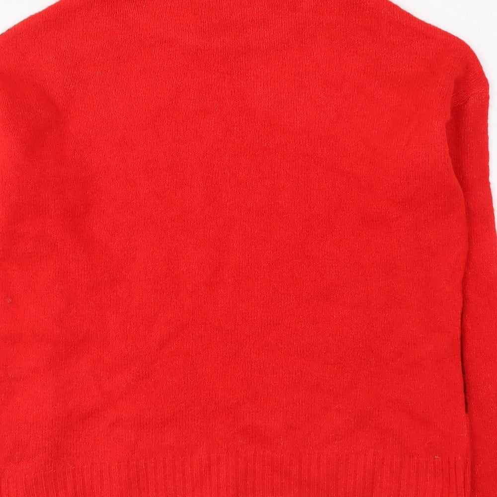 Primark Womens Red Mock Neck Acrylic Pullover Jumper Size XS