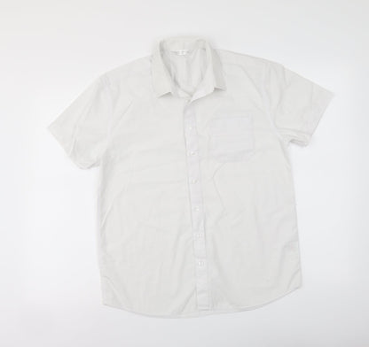 John Lewis Womens White Polyester Basic Button-Up Size 14 Collared