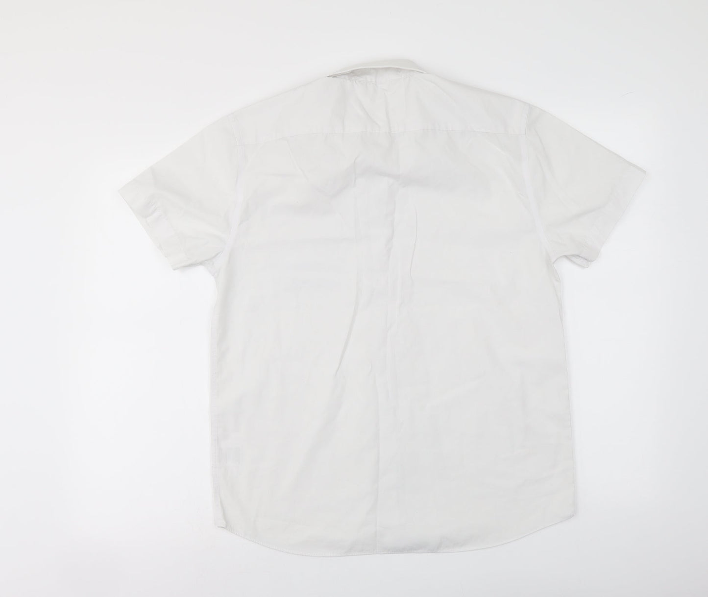 John Lewis Womens White Polyester Basic Button-Up Size 14 Collared