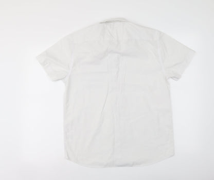 John Lewis Womens White Polyester Basic Button-Up Size 14 Collared