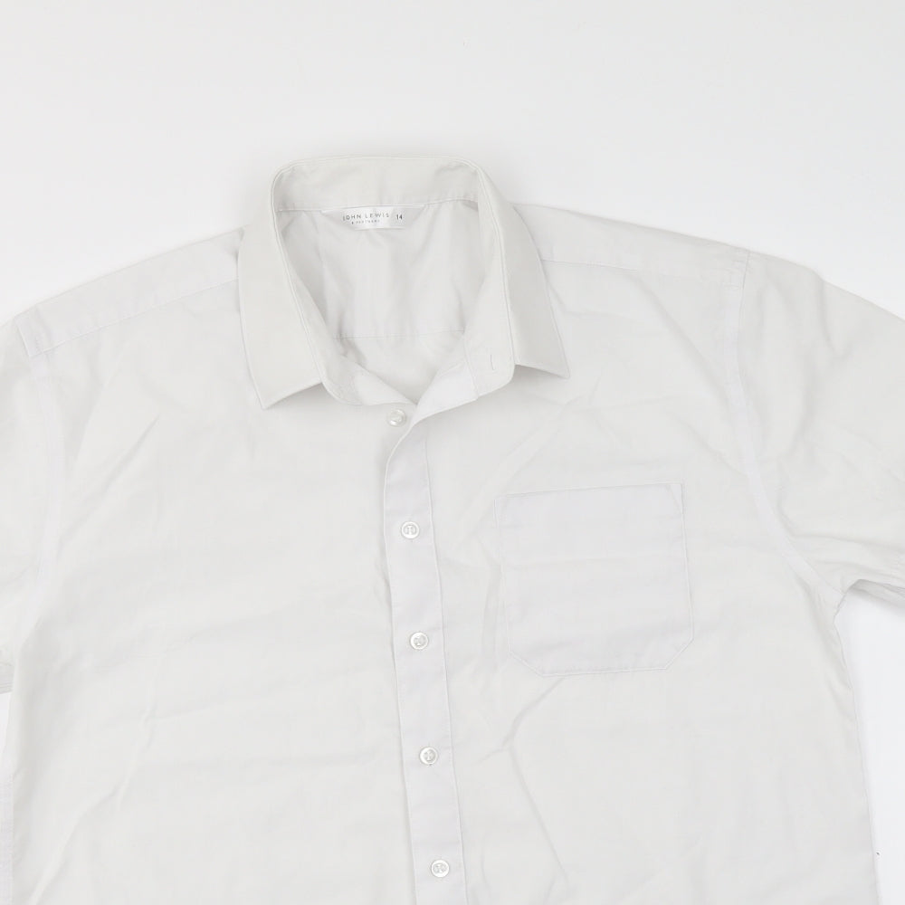 John Lewis Womens White Polyester Basic Button-Up Size 14 Collared