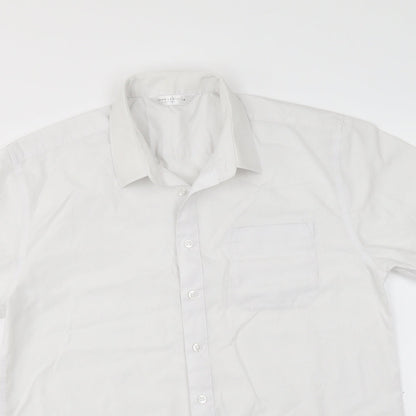 John Lewis Womens White Polyester Basic Button-Up Size 14 Collared
