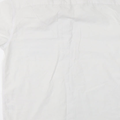 John Lewis Womens White Polyester Basic Button-Up Size 14 Collared