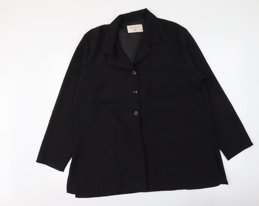 Bonmarché Womens Black Polyester Basic Button-Up Size 20 Collared
