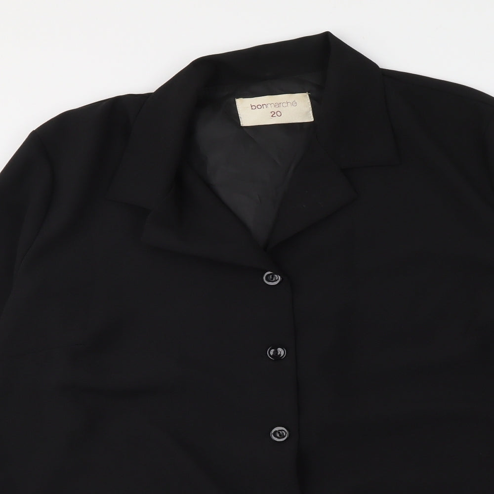 Bonmarché Womens Black Polyester Basic Button-Up Size 20 Collared
