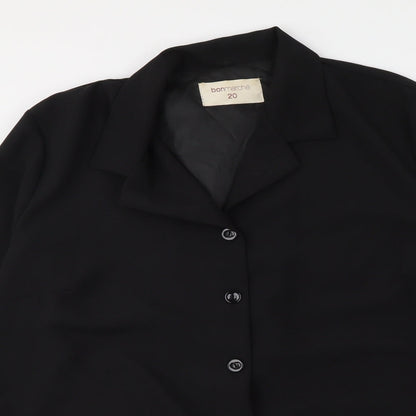 Bonmarché Womens Black Polyester Basic Button-Up Size 20 Collared