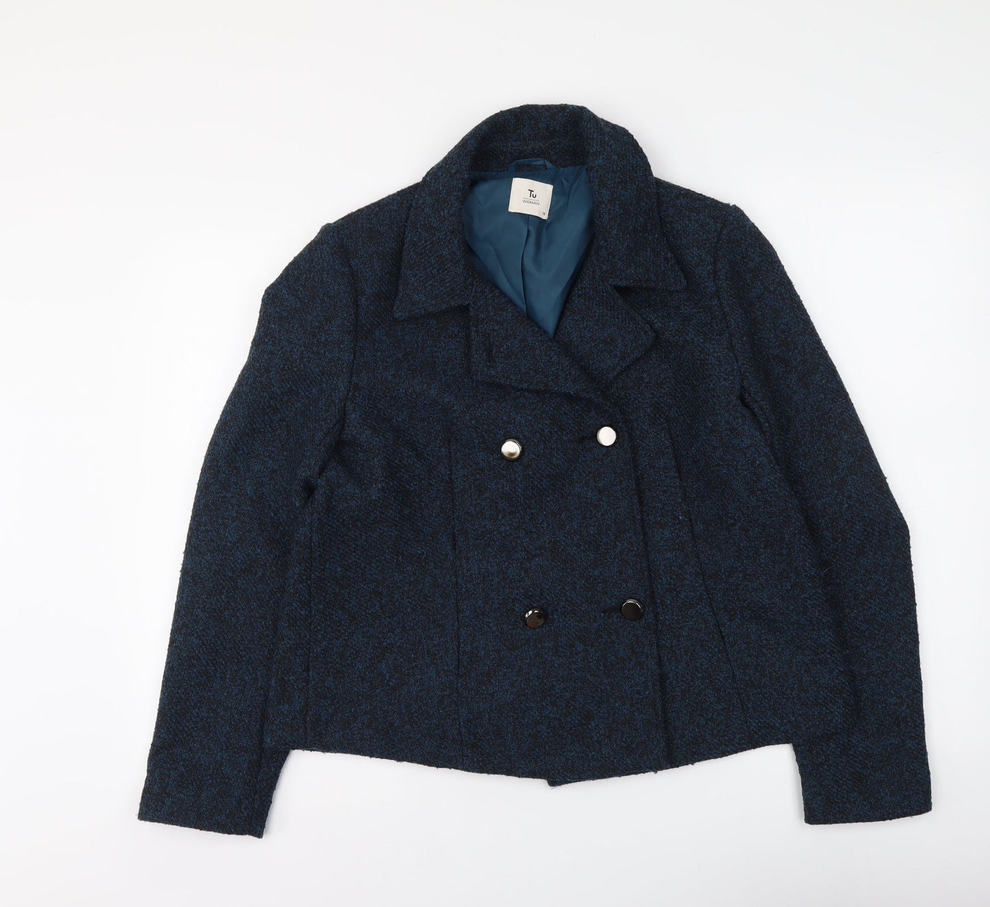 TU Womens Blue Jacket Coat Size 14 Button