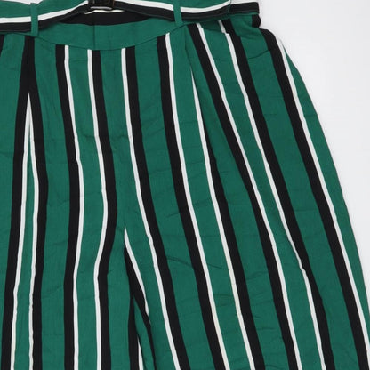 George Womens Green Striped Polyester Cropped Trousers Size 14 L20 in Regular Buckle