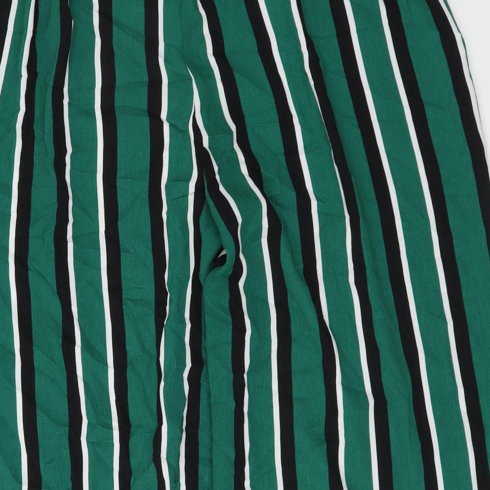George Womens Green Striped Polyester Cropped Trousers Size 14 L20 in Regular Buckle