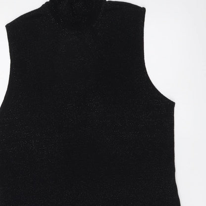 Sky Design Womens Black Polyester Basic Tank Size M High Neck