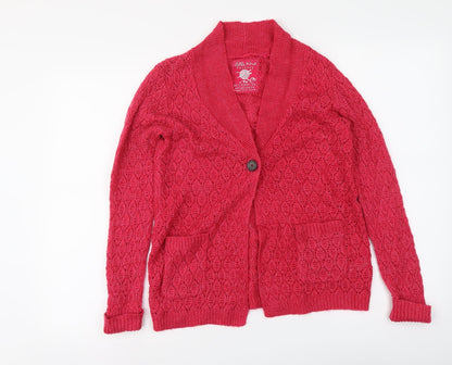 TU Womens Pink Round Neck Acrylic Cardigan Jumper Size S