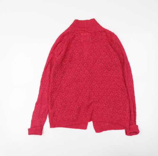 TU Womens Pink Round Neck Acrylic Cardigan Jumper Size S