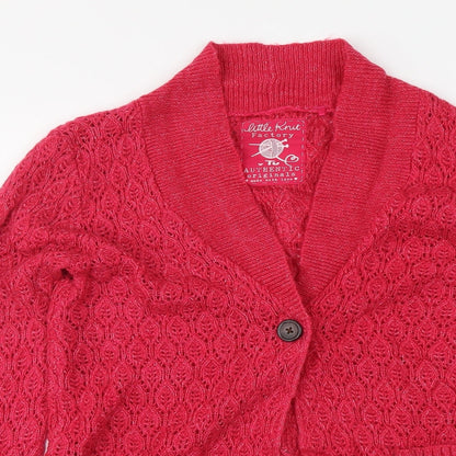 TU Womens Pink Round Neck Acrylic Cardigan Jumper Size S