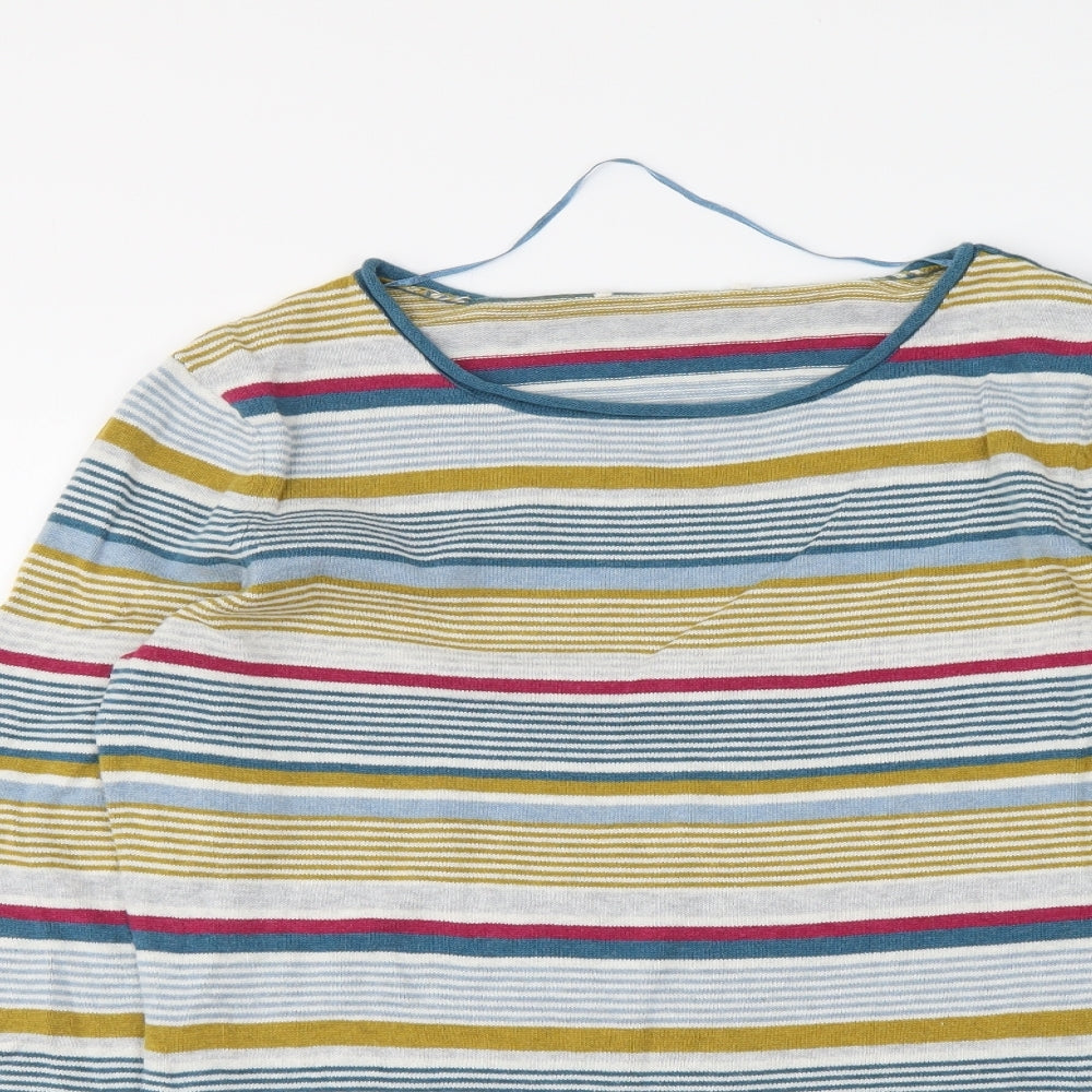 Never Fear Womens Multicoloured Round Neck Striped Cotton Pullover Jumper Size 12