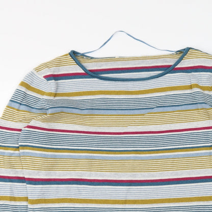 Never Fear Womens Multicoloured Round Neck Striped Cotton Pullover Jumper Size 12