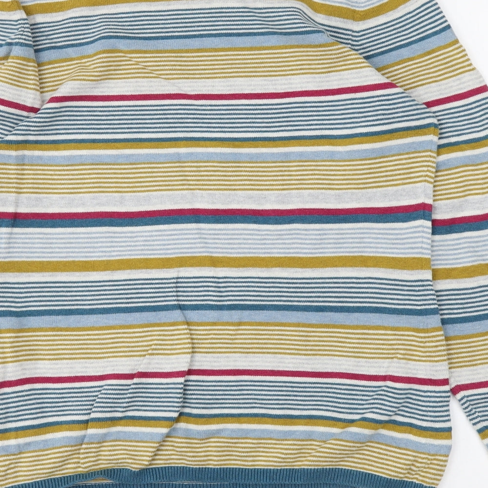 Never Fear Womens Multicoloured Round Neck Striped Cotton Pullover Jumper Size 12