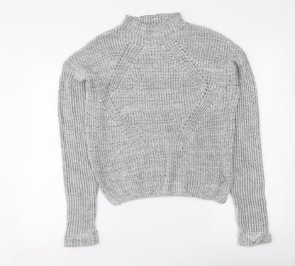 Primark Womens Grey Mock Neck Polyester Pullover Jumper Size S