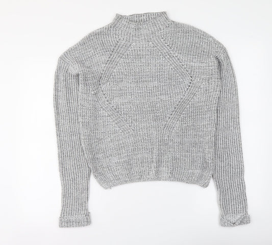 Primark Womens Grey Mock Neck Polyester Pullover Jumper Size S