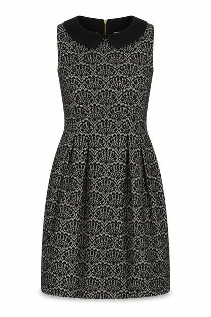 Almari Womens Black Polyester A-Line Size 10 Collared Zip