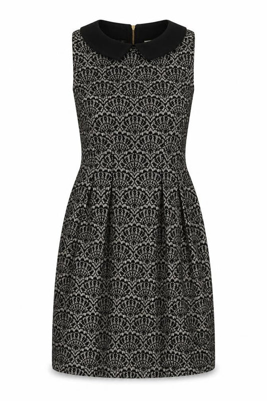 Almari Womens Black Polyester A-Line Size 10 Collared Zip