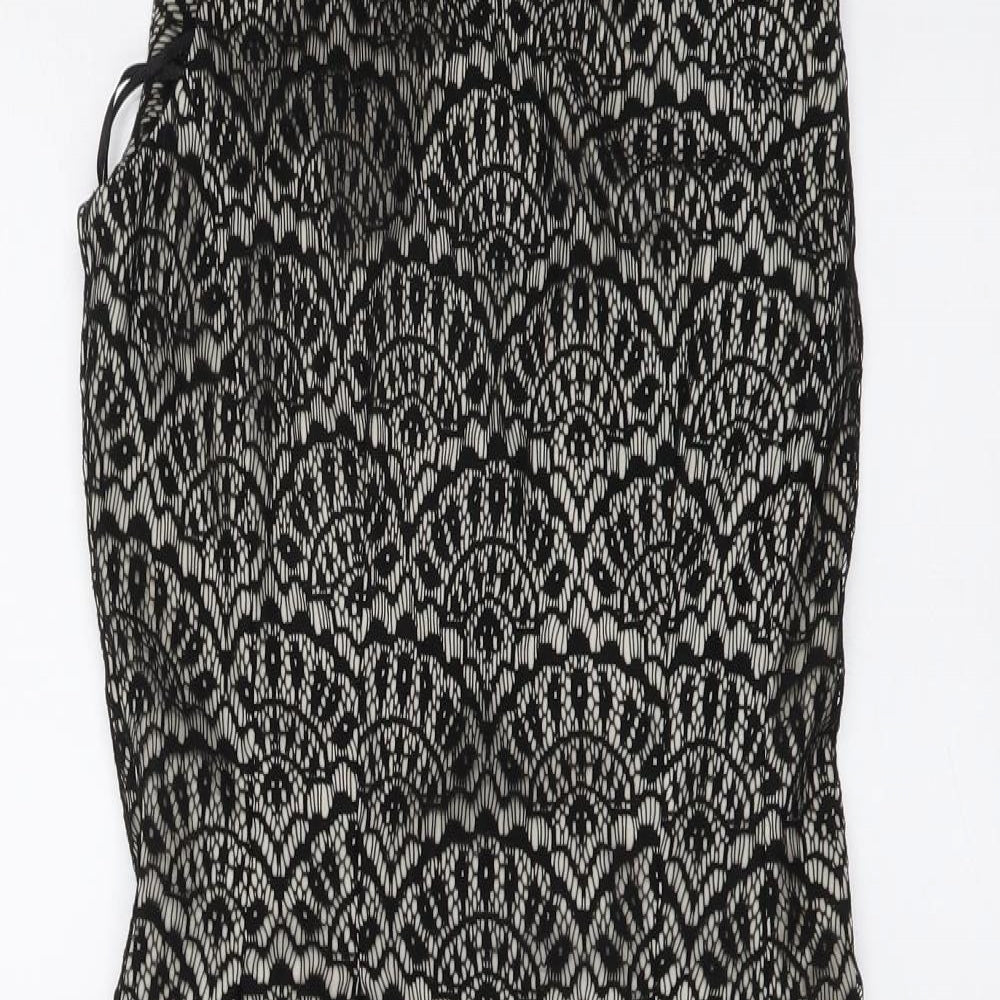 Almari Womens Black Polyester A-Line Size 10 Collared Zip