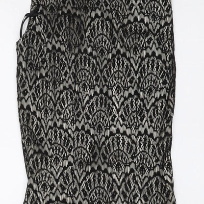 Almari Womens Black Polyester A-Line Size 10 Collared Zip