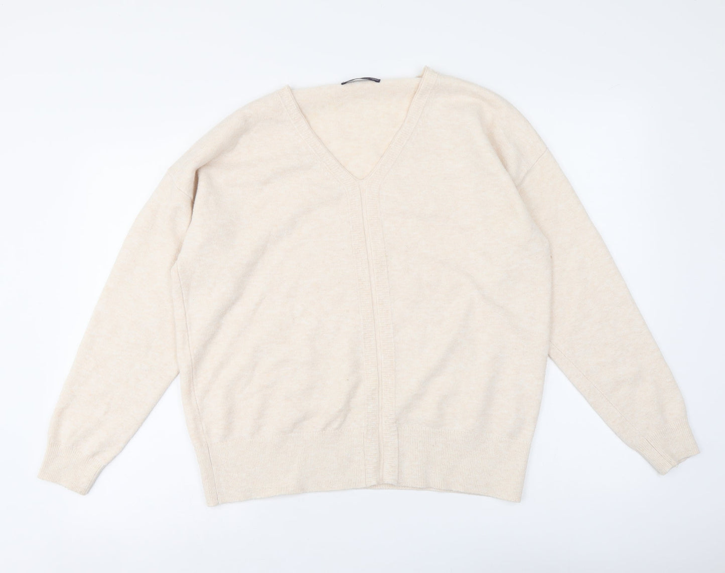 Womens UK Size 12 Marks and Spencer Beige Henley Jumper