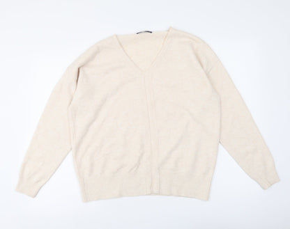 Womens UK Size 12 Marks and Spencer Beige Henley Jumper