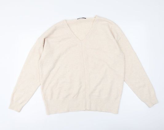 Womens UK Size 12 Marks and Spencer Beige Henley Jumper