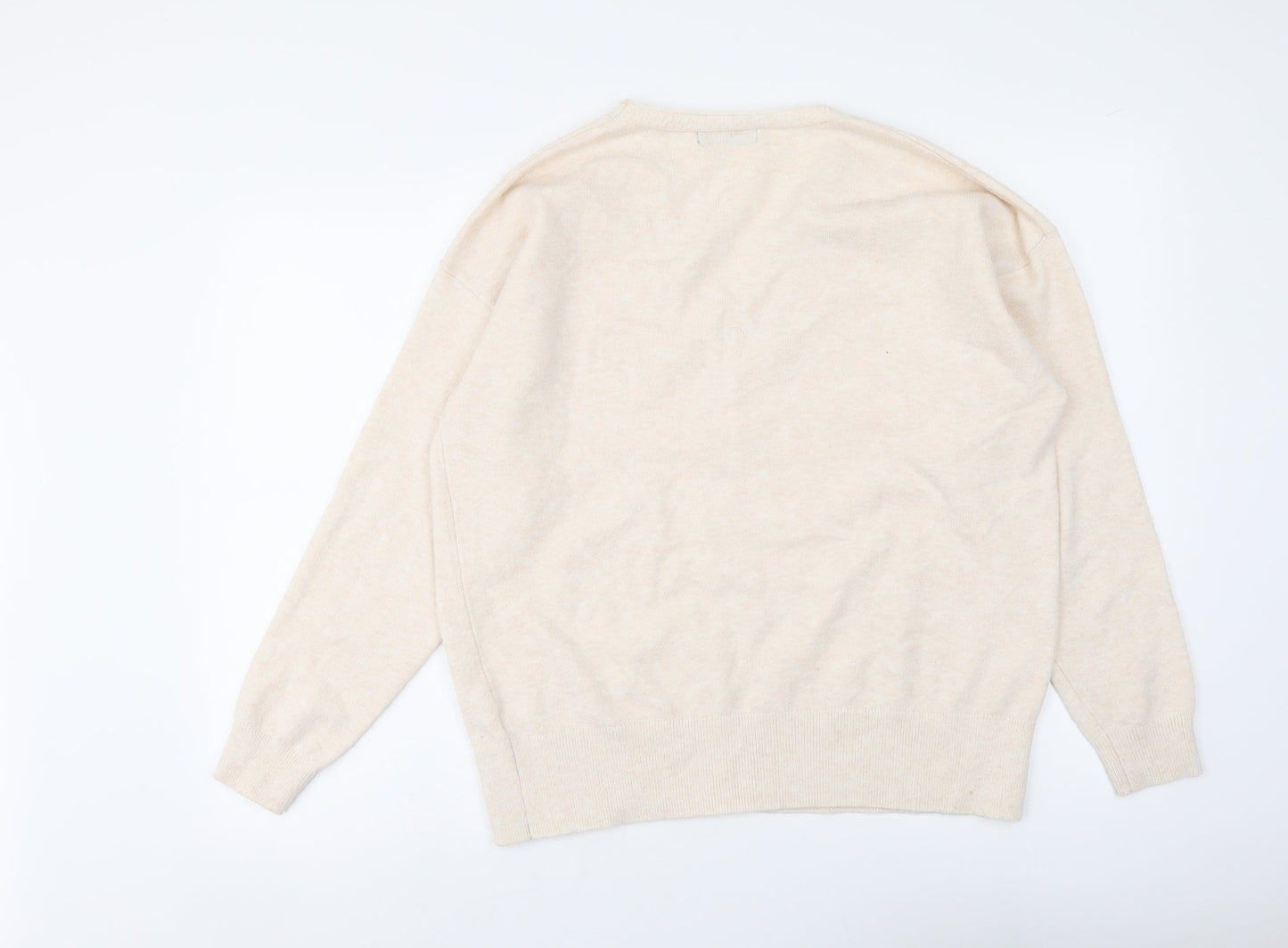 Womens UK Size 12 Marks and Spencer Beige Henley Jumper