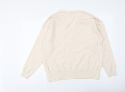 Womens UK Size 12 Marks and Spencer Beige Henley Jumper