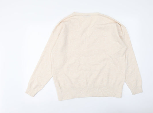 Womens UK Size 12 Marks and Spencer Beige Henley Jumper