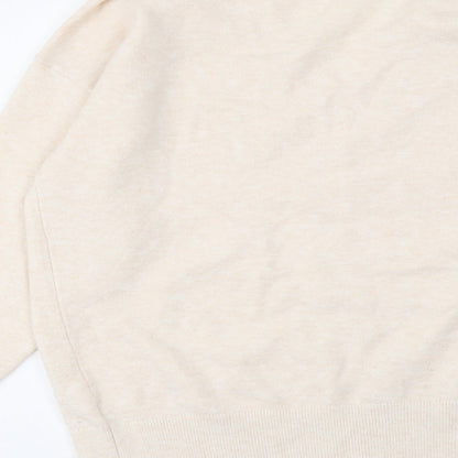 Womens UK Size 12 Marks and Spencer Beige Henley Jumper