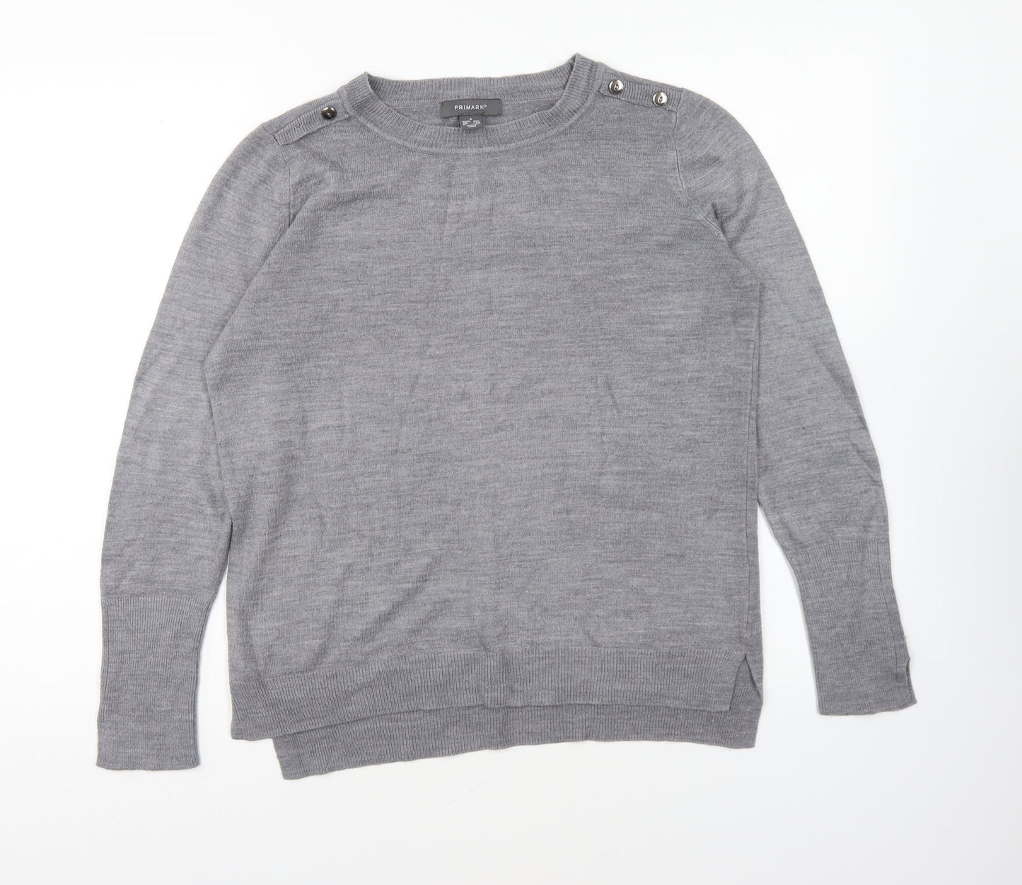 Primark Womens Grey Round Neck Acrylic Pullover Jumper Size S