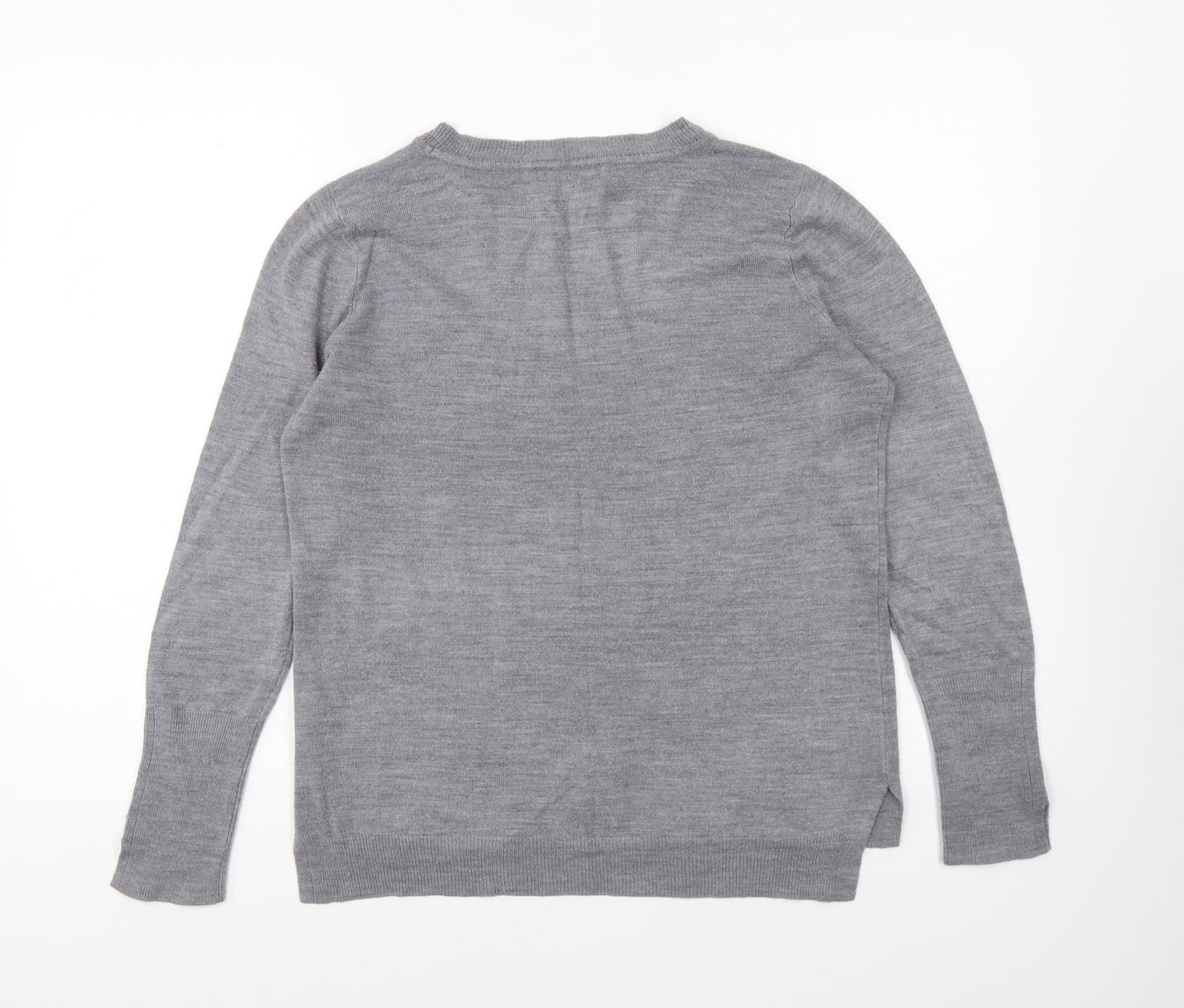 Primark Womens Grey Round Neck Acrylic Pullover Jumper Size S