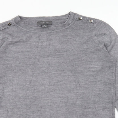 Primark Womens Grey Round Neck Acrylic Pullover Jumper Size S