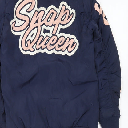 PEP&CO Girls Blue Bomber Jacket Coat Size 12 Years Zip - Snap Queen