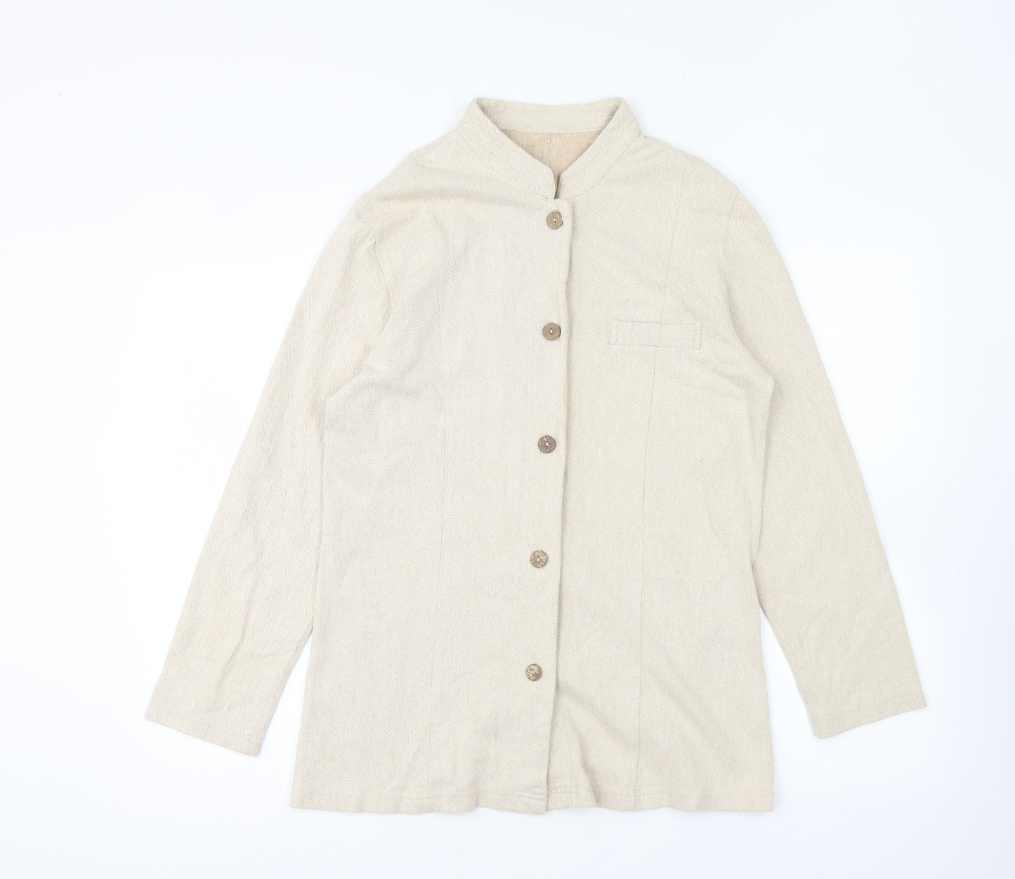 Preworn Womens Beige Jacket Size L Button